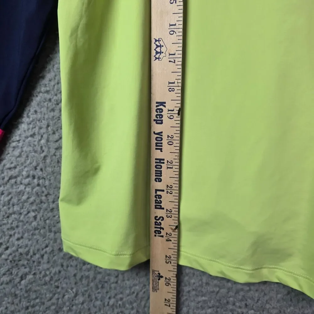 Lands End Rash Guard Neon Yellow Navy Pink 12-14 Colorblock Swim Coastal